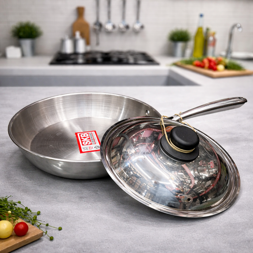 Frying Pan With SS Lid & Bakelite Handle-