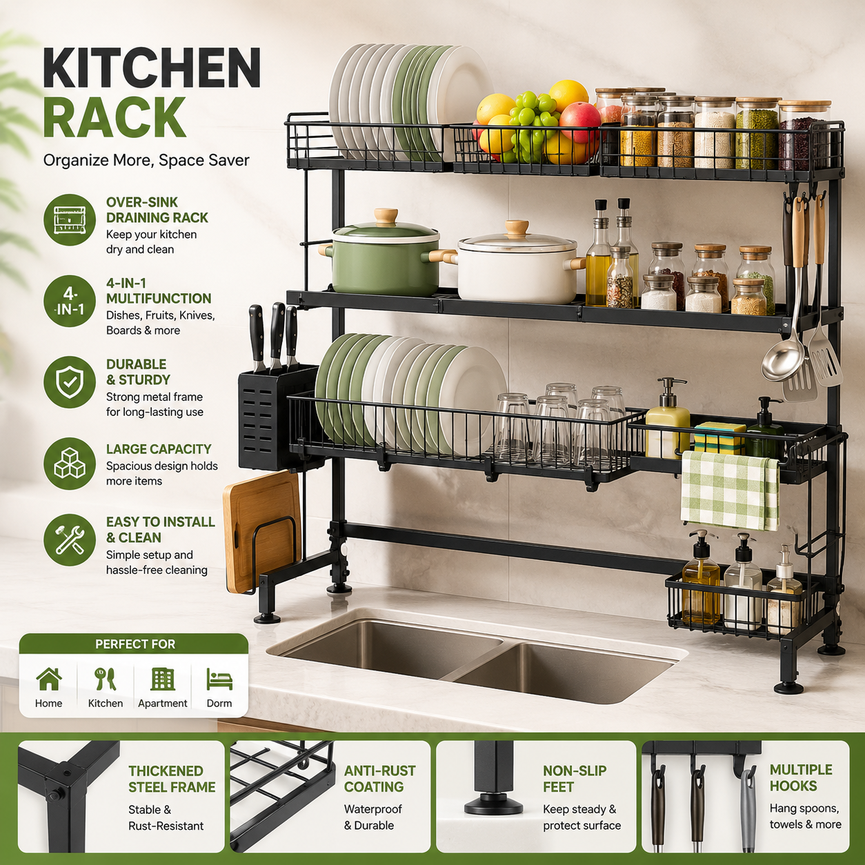 🍽️ Over Sink Kitchen Rack