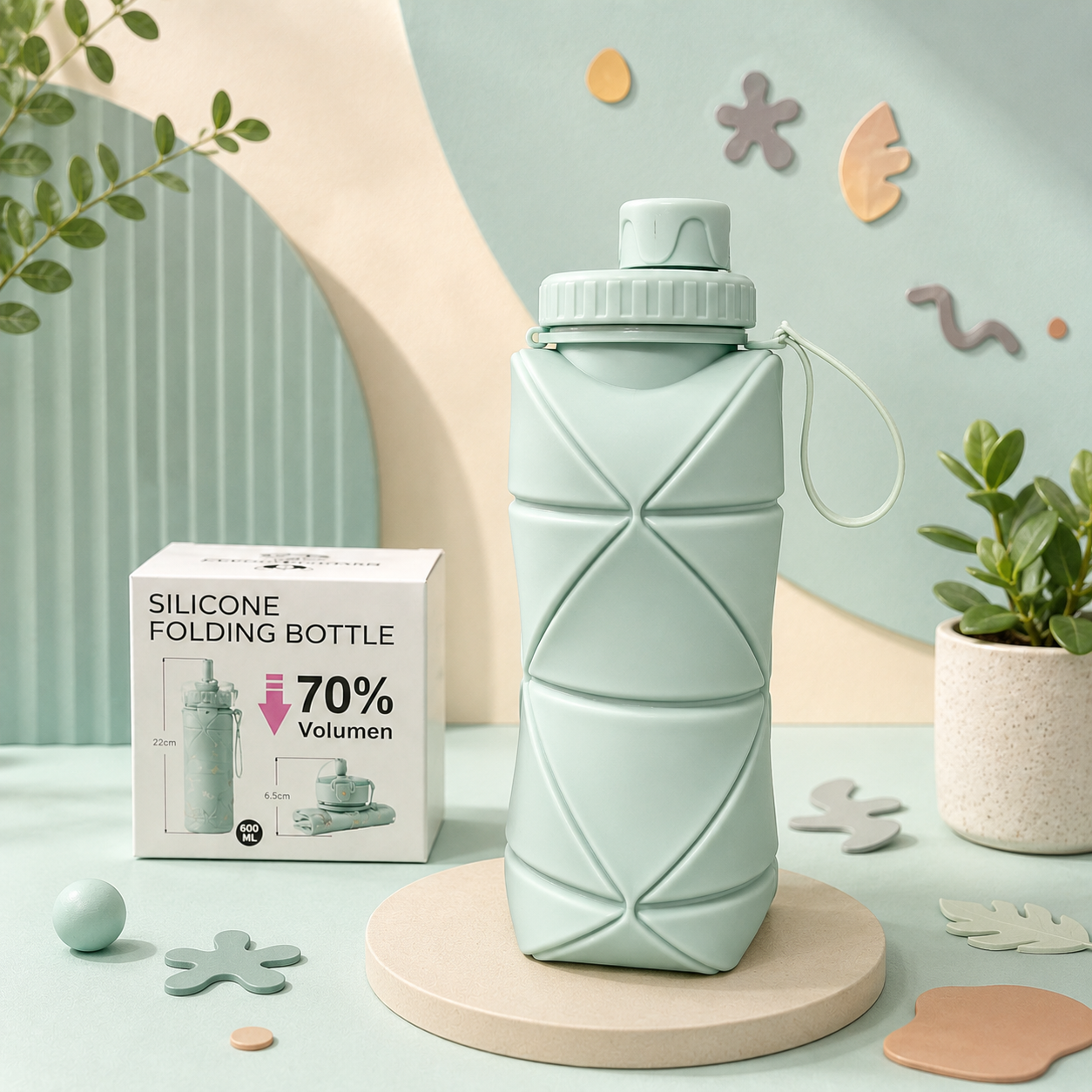 🌿 Silicone Folding Bottle – 600ML